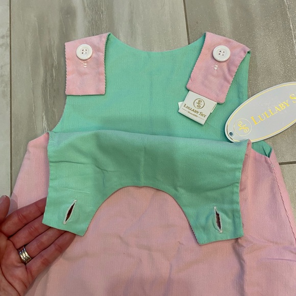 NWT Lullaby Set Olivia Pink and Green Textured Light Corduroy Jumper, size 24M - Picture 10 of 11